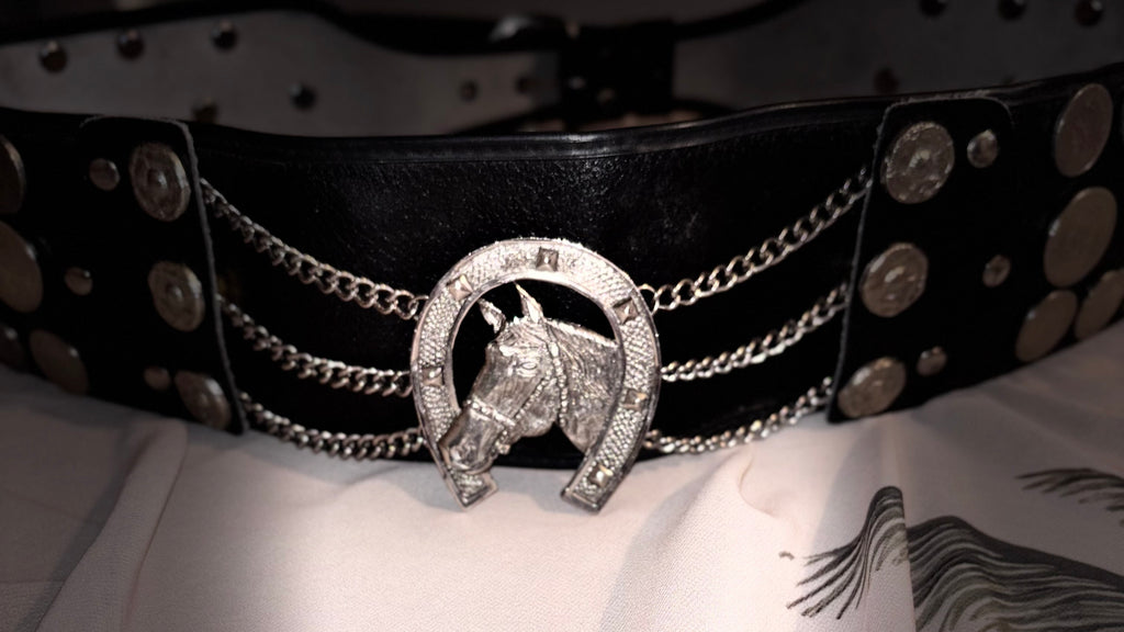 Argentine Gaucho Rastra Belt • 52 Genuine Coins • Horse & Horseshoe Centerpiece