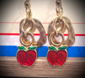 🍎 Handmade Genuine Gold & Vintage Avon Apple Charm Earrings | Upcycled Vintage Jewelry
