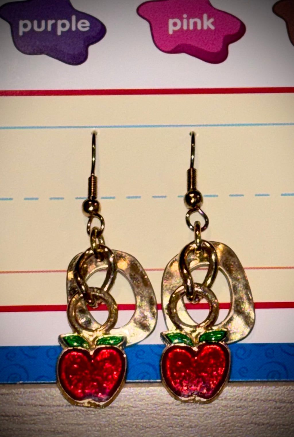 🍎 Handmade Genuine Gold & Vintage Avon Apple Charm Earrings | Upcycled Vintage Jewelry