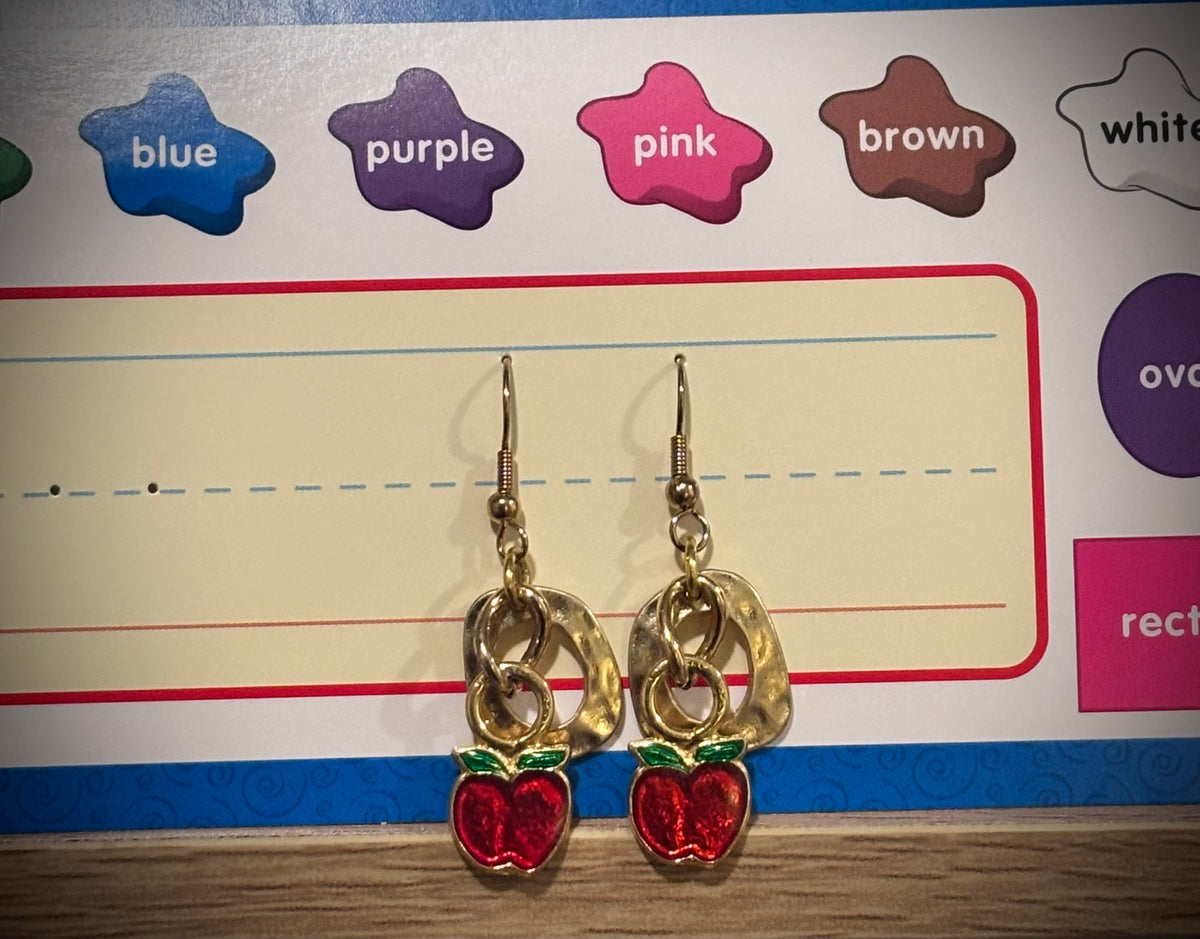 🍎 Handmade Genuine Gold & Vintage Avon Apple Charm Earrings | Upcycled Vintage Jewelry