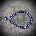 Cobalt Blue Nazar Evil Eye Glass Beaded Bracelet with Sparkling Silver-Tone Accents & Protective Eye Charm